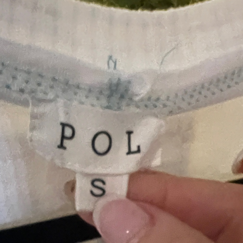POL White and Blue Lace Accent Blouse - Picture 3 of 4